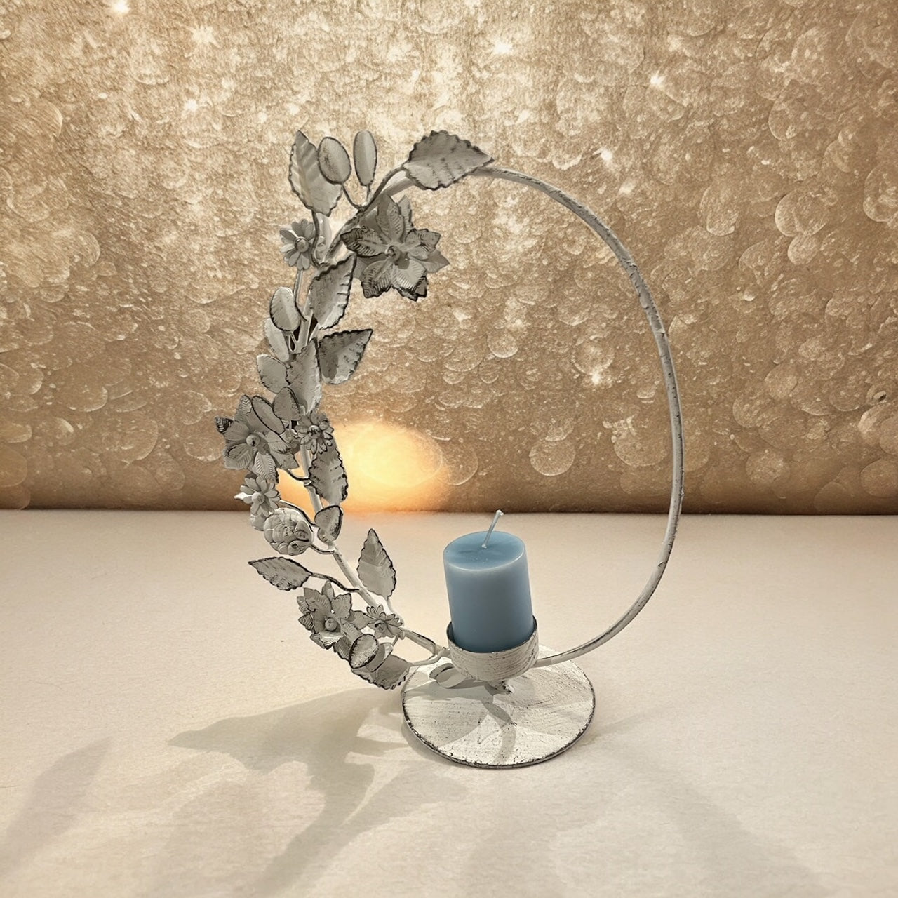Kerzenhalter ClaireBlanc, weiss, Metall, 28 cm