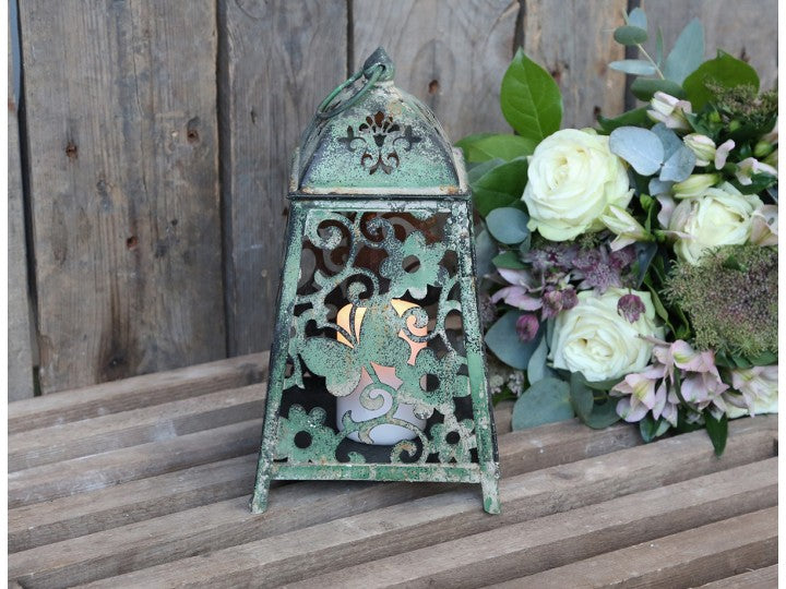 Laterne m Dekor, antique green, Chic Antique