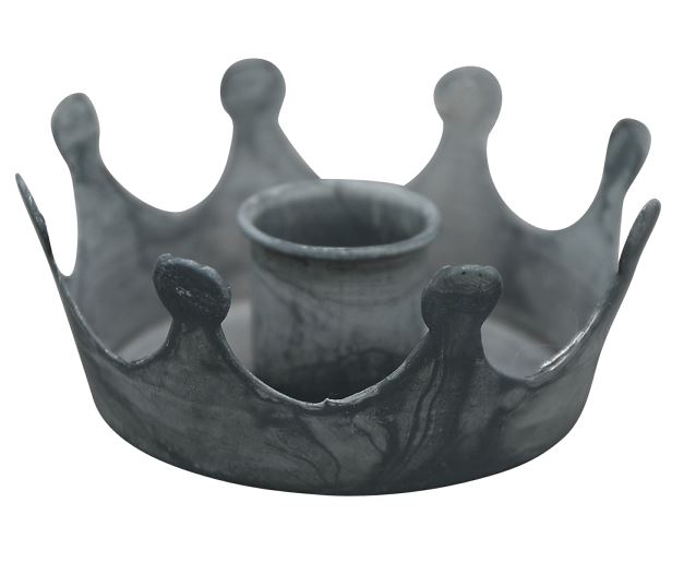 Kerzenhalter in Kronenform, zinkfarben, Metall