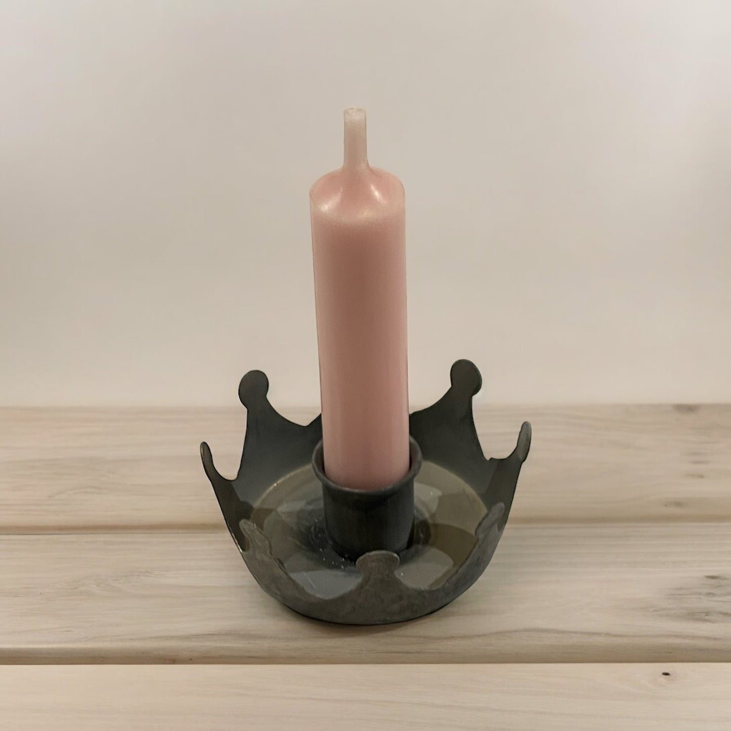 Kerzenhalter in Kronenform, zinkfarben, Metall