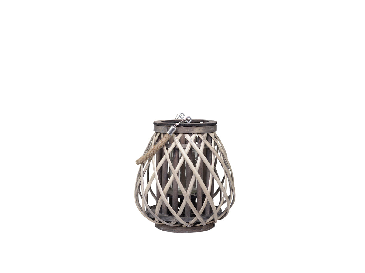 Windlicht geflochten, 25 cm, natur, Chic Antique