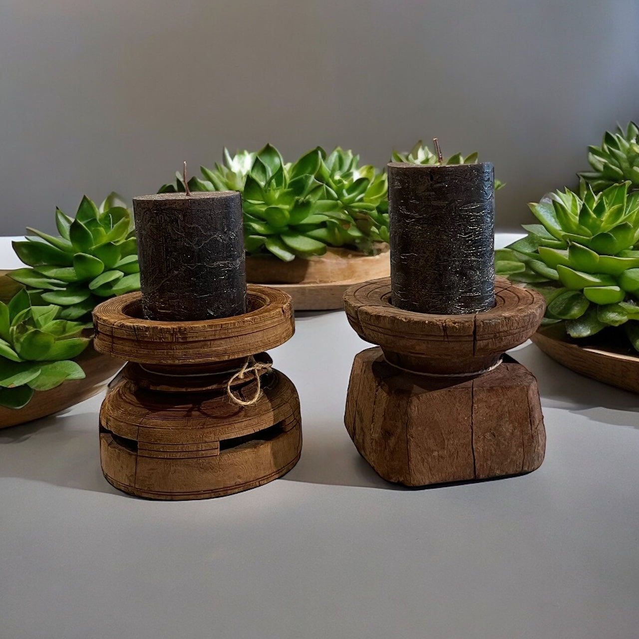 Kerzenständer für Stump-Kerzen, rund & eckig, Chic Antique