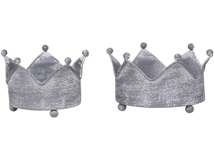 Kerzenhalter Krone 2-er Set, weiss & zink, Chic Antique