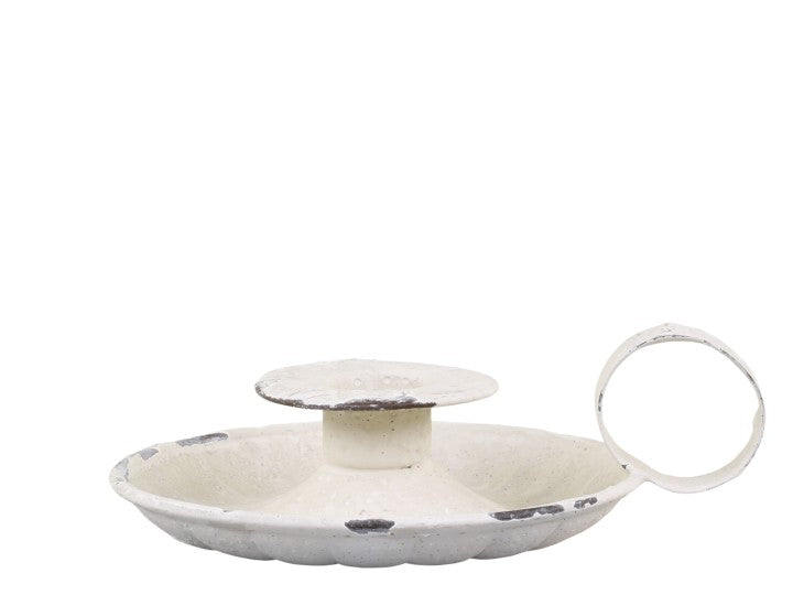 Kerzenhalter mit Rillen, cremeweiss, Chic Antique