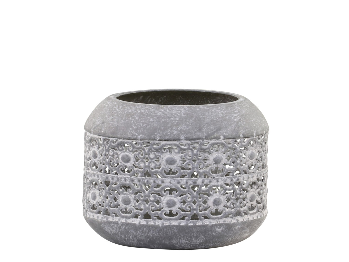 Windlicht klein mit Dekor, antique zink, Chic