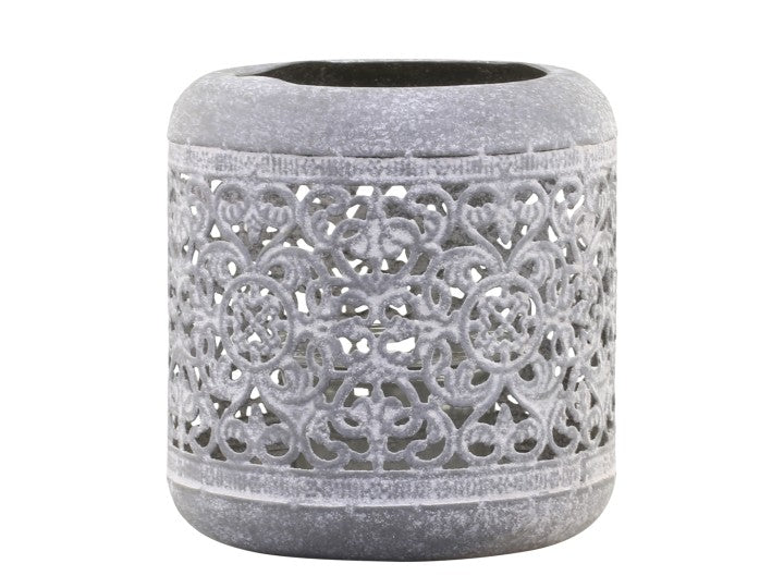 Windlicht gross mit Dekor, antique zink, Chic Antique