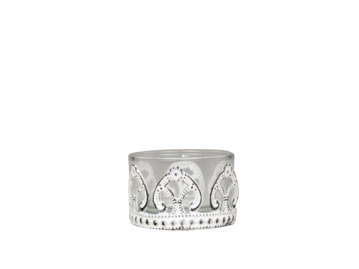 Teelichthalter mit Dekor creme, Chic Antique