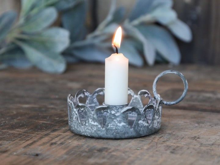 Kerzenhalter mit Herzen, antique Zink, Chic Antique