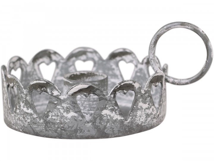 Kerzenhalter mit Herzen, antique Zink, Chic Antique