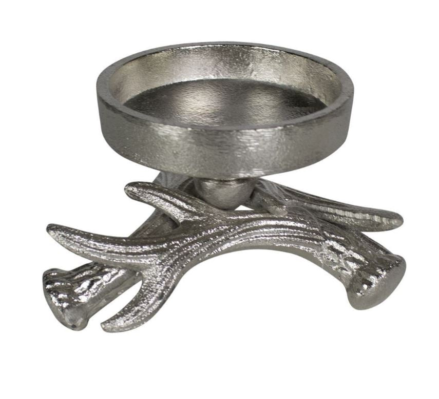 Kerzenhalter silber Hirschgeweih, 14 cm