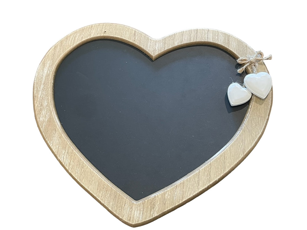 Memotafel Holz mit 2 Herzen, 30 cm