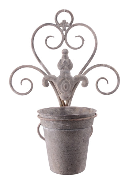 Wandhalter mit Pflanzentopf, grau