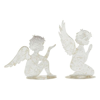 Engel, 2-er Set, silber, 15 cm, Metall