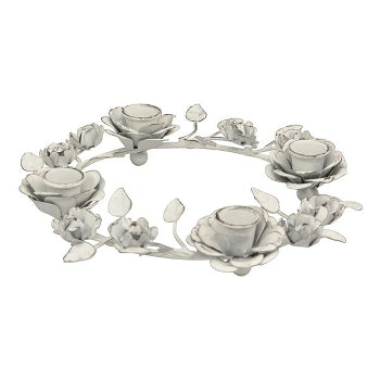 Advents-Kerzenständer-Kranz, Weiss – Shabby Chic Dekoration