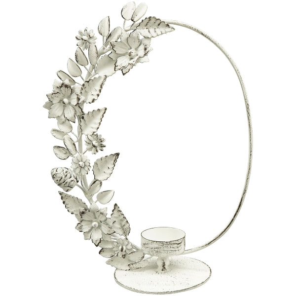 Kerzenhalter ClaireBlanc, weiss, Metall, 28 cm