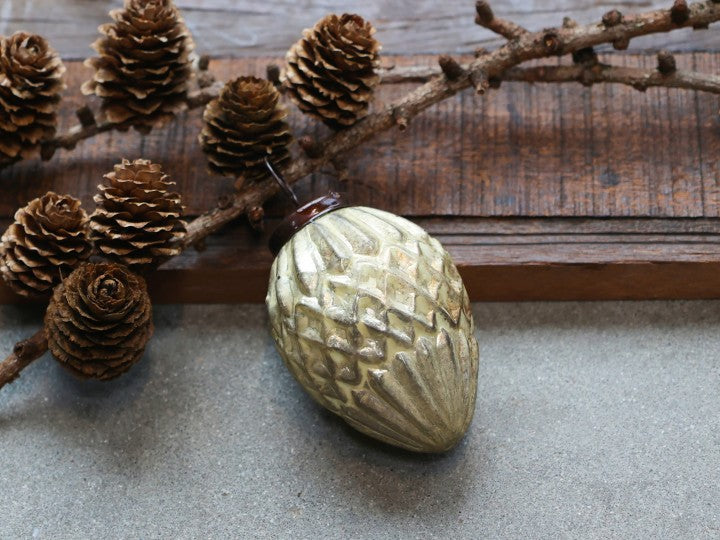 Weihnachtskugel Zapfen, gold & gold-schwarz, Chic Antique