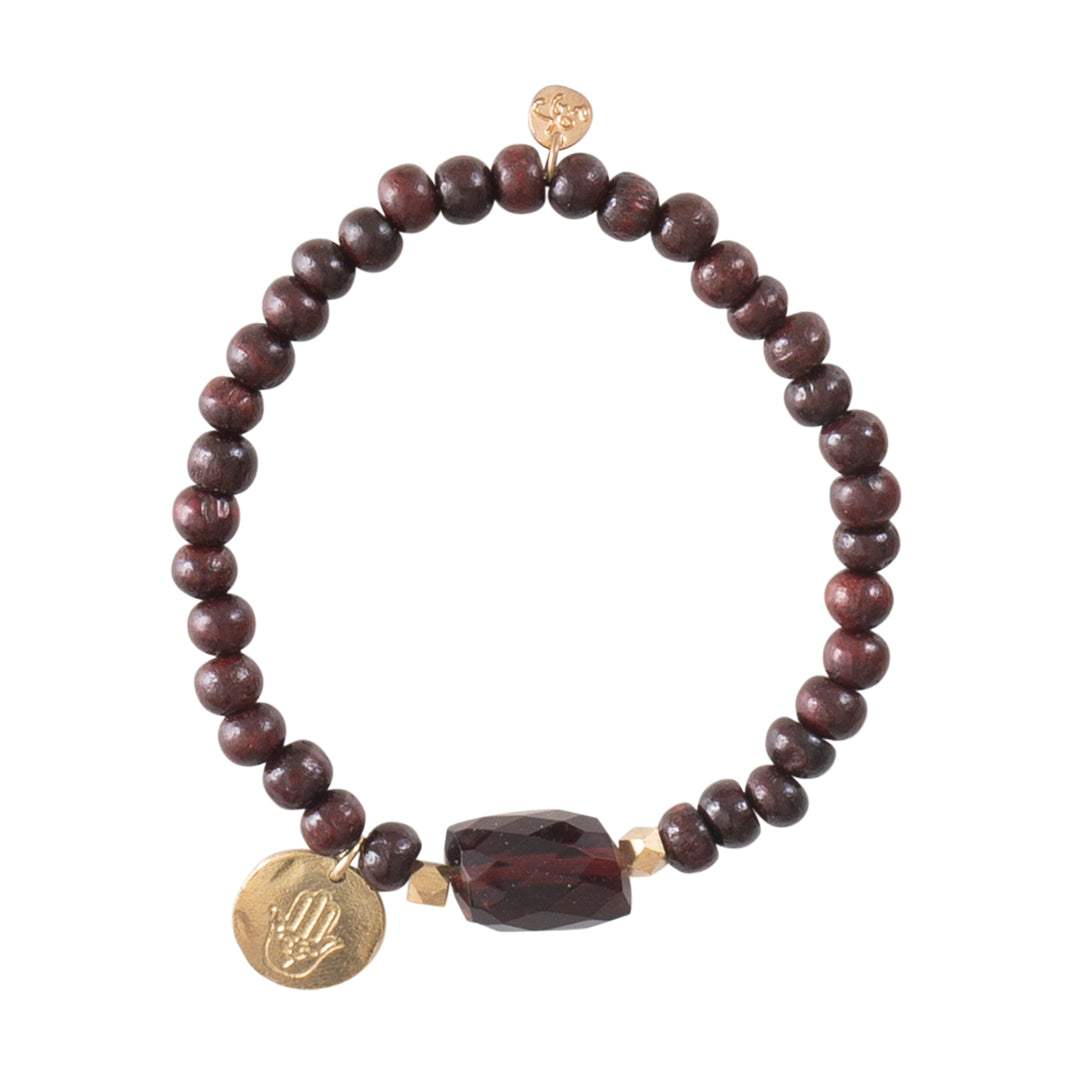 Armband Namaste, roter Granat