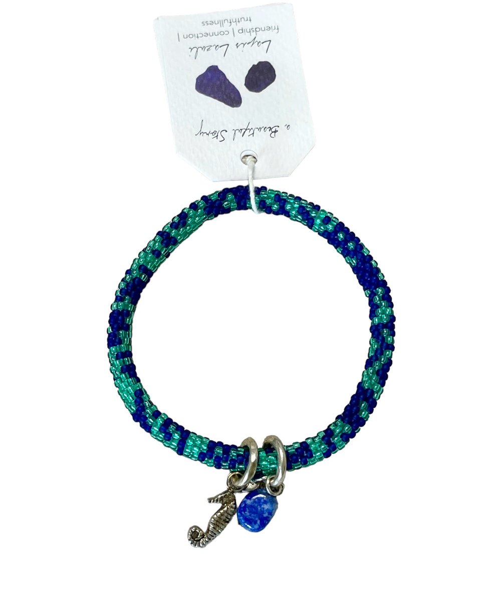 Armband Jacky grün-blau, Lapislazuli