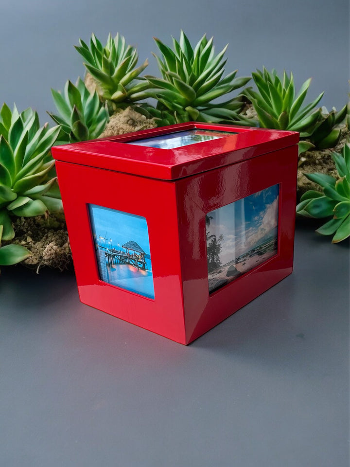 Fotobox, Hochglanz rot