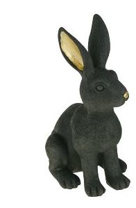 Hase sitzend schwarz-gold, 17 cm, Voss