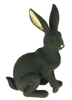 Hase mit gehobenem Pfötchen schwarz-gold, 17 cm, Voss