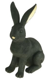 Hase sitzend schwarz-gold, 23 cm, Voss