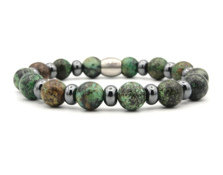 Armband Umi, Hämatit & afrik. Türkis, 10 mm, Julian