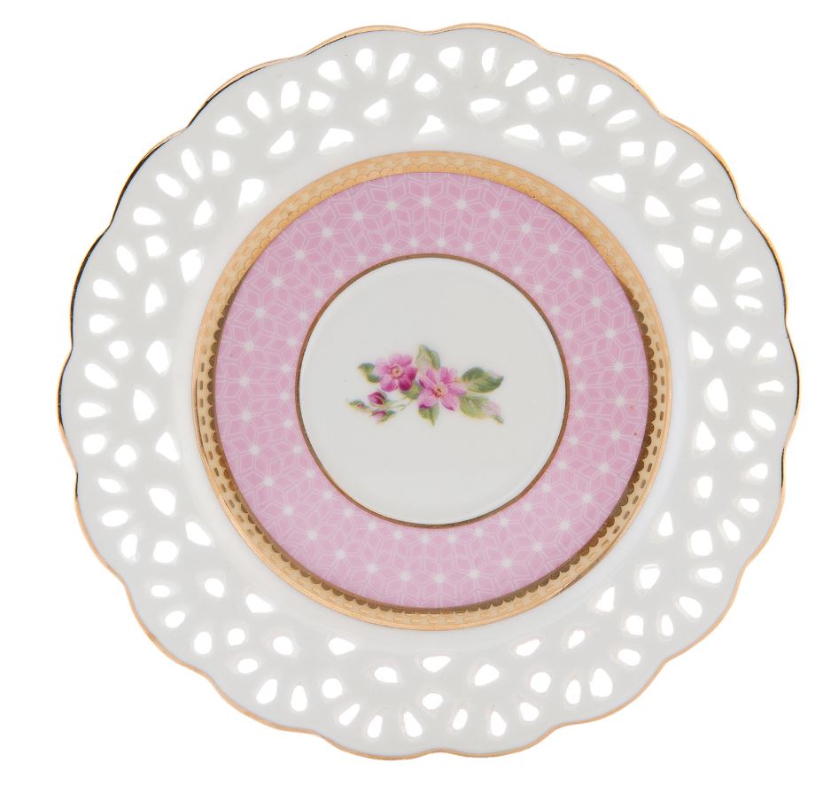 Tasse mit Unterteller, rosa, Clayre&Eef
