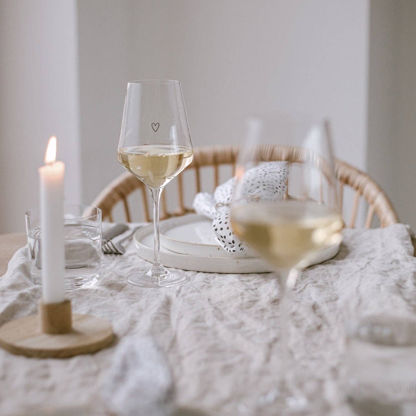 Weinglas mit kleinem, schwarzen Herz, Eulenschnitt, 390ml